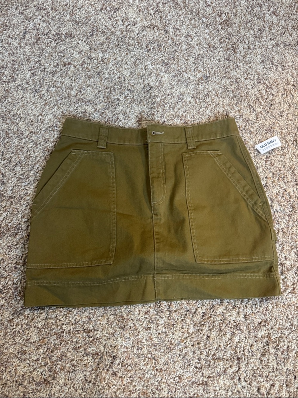 Old Navy Olive Utility Mini Skirt with Front Pockets
